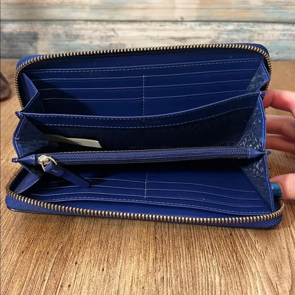 Kate Spade Neda Market Street Accordion Wallet in Blue Pebble Leather